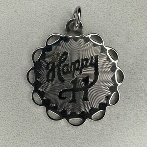 Sterling Silver Happy H Pendant‎ Charm Flower Petal Edge 925